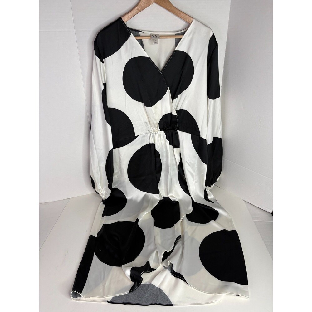 Worthington Womens 2XL Jumbo Polka Dot Maxi Dress, Black/White, NWT MSRP $80